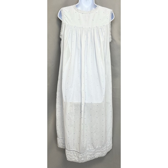 VTG Erika Taylor Intimates Blue Swiss Dot Lace Embroidered Midi Nightgown Y2K‎ - Picture 4 of 12